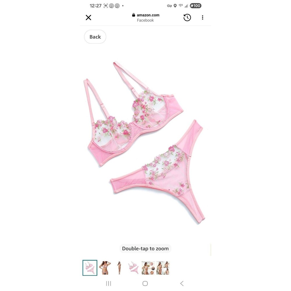 XL Floral Lace Sexy Panty Bra Set Underwear Transparent Lingerie Intimate BS